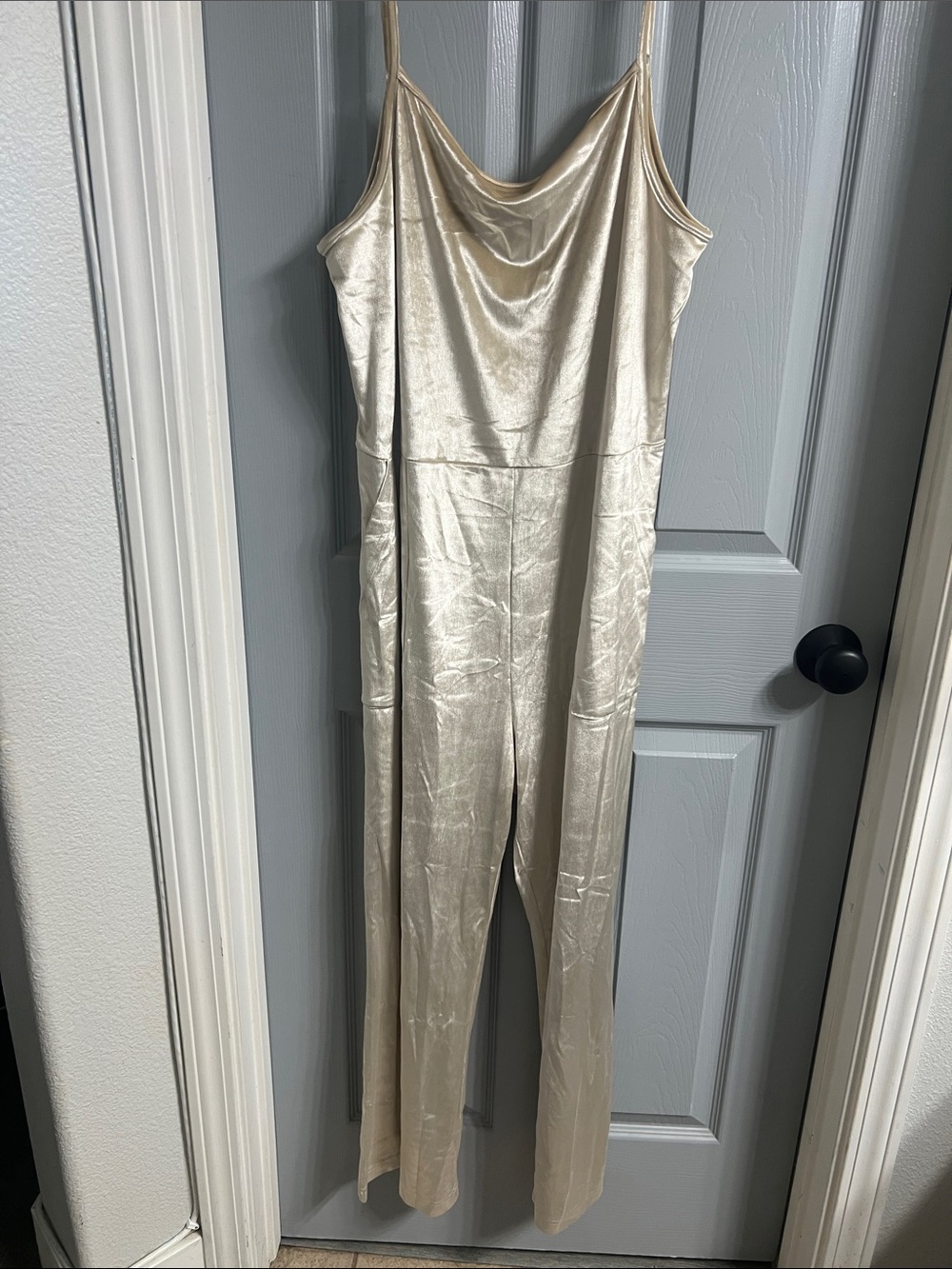 Velvet Jumpsuit in Champagne